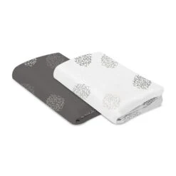 4moms Breeze Playard Sheet, Cotton White & Grey Crosshatch, Two Pack
