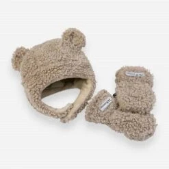 7 A.M. Enfant The Cub Mitten & Hat Set, Oatmeal Teddy