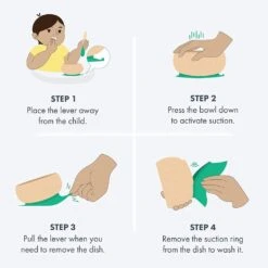 Avanchy Bamboo Suction Baby Feeding Bowl & Spoon Set -Anbbaby Shop Avanchy Baby Bamboo Stay Put Suction Bowl Spoon Step follow