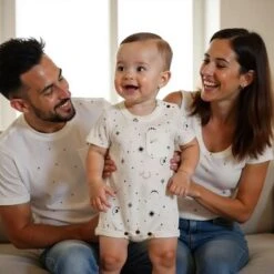 Finn & Emma Short Sleeve Romper - Celestial -Anbbaby Shop Finn Emma Short Sleeve Romper Celestial 8