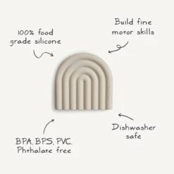 Mushie Rainbow Silicone Teether, Mauve -Anbbaby Shop Mushie Rainbow Silicone Teether Mauve 6