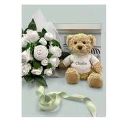Babyblooms Luxury Rose Baby Clothes Bouquet And Personalized Teddy Bear