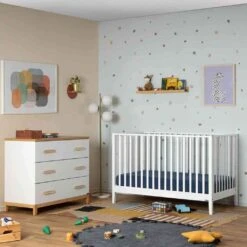 DaDaDa Lala Little 3-Drawer Dresser, White / Red Oak -Anbbaby Shop dadada lala little 3 drawer dresser white red oak available septemberdad44061anb babyanb baby 618896