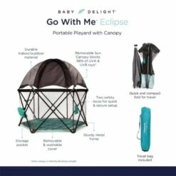 Go With Me Eclipse-Deluxe Portable Playard With Canopy & Padded Floor -Anbbaby Shop go with me eclipse deluxe portable playard with canopy padded floorgwmbd06310anb babyanb baby 441447