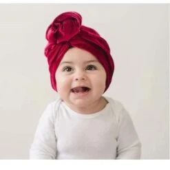 Golden Dot Lane Ribbed Velvet Bun Baby Turban