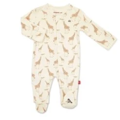 Magnetic Me Cream Jolie Giraffe Organic Cotton Magnetic Footie