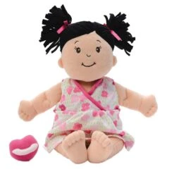 Manhattan Toy Baby Stella Peach Doll With Black Pigtails Toy