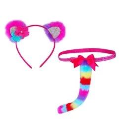 Pink Poppy Rainbow Lemur Ear & Tail Set