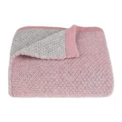 Tuwi Inti Knitted Baby Blanket, Pink / Grey